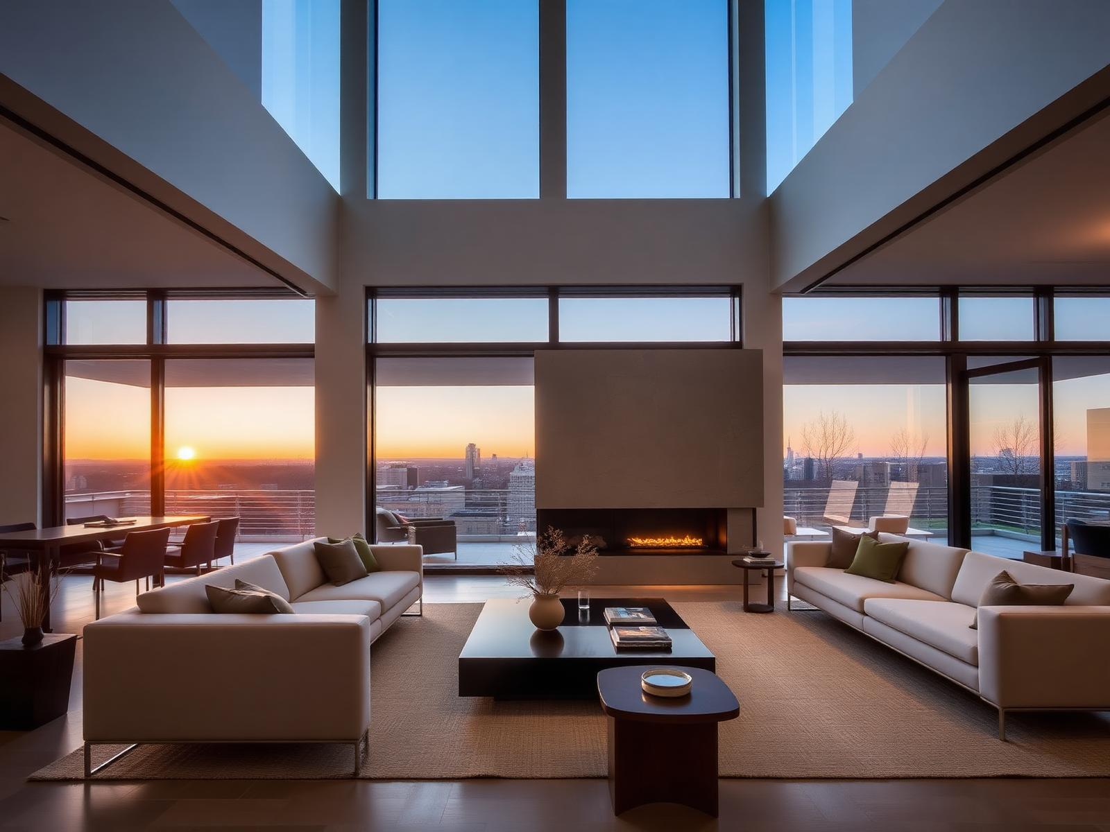 A warm Toronto home interior at dusk